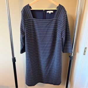 Loft Navy Blue Striped Dress